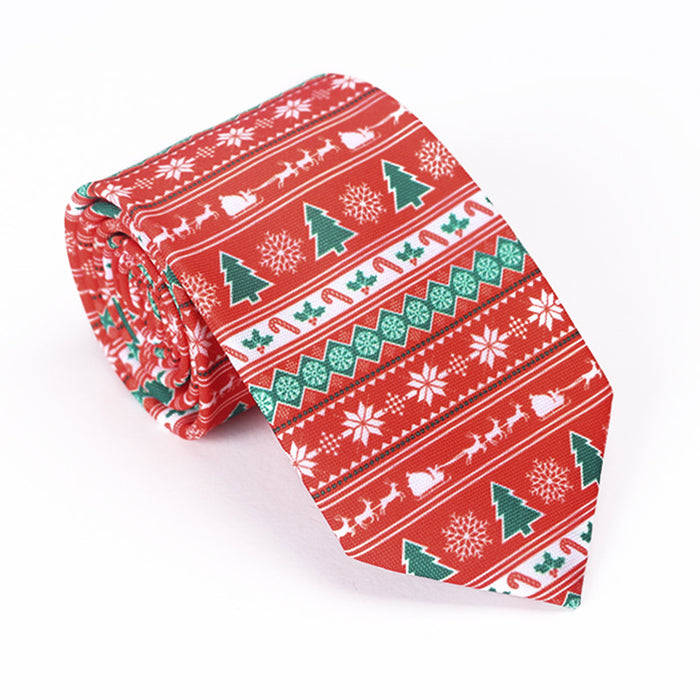 Christmas Tie Polyester Printed Santa Claus Christmas Tree