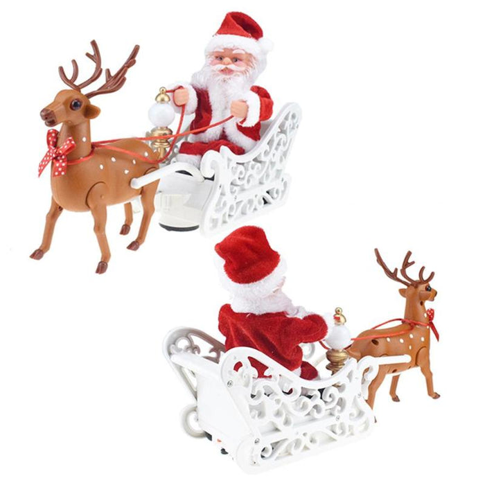 Santa Claus Doll Elk Sled Toy Universal Electric Car with Music Children Kids Christmas Electric Toy Doll Home Xmas Decor Gifts