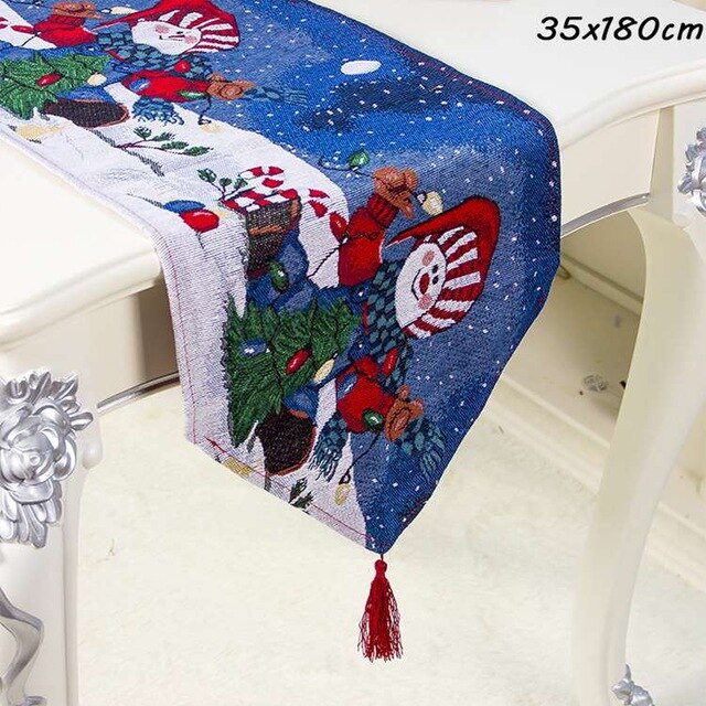 Linen Table Runner Merry Christmas Decorations for Home New Year Gift 2020 Navidad Ornaments Xmas Party Supplies