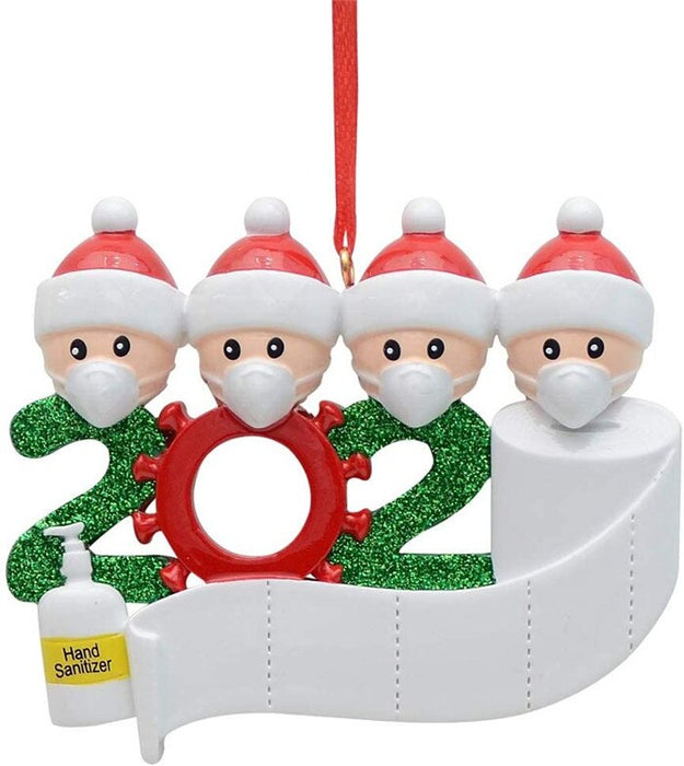 Quarantine Christmas Decoration Gift Personalized Hanging Ornament Pandemic -Social Party Distancing Santa Claus with Mask