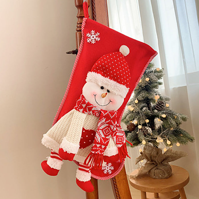 Christmas Sock Bag Knitted Stereo Snowman Gift Bag Christmas Eve Candy Socks Children Christmas Gift Socks