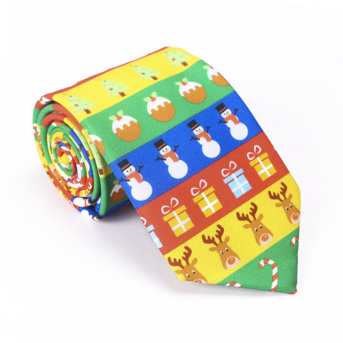 Christmas Tie Polyester Printed Santa Claus Christmas Tree