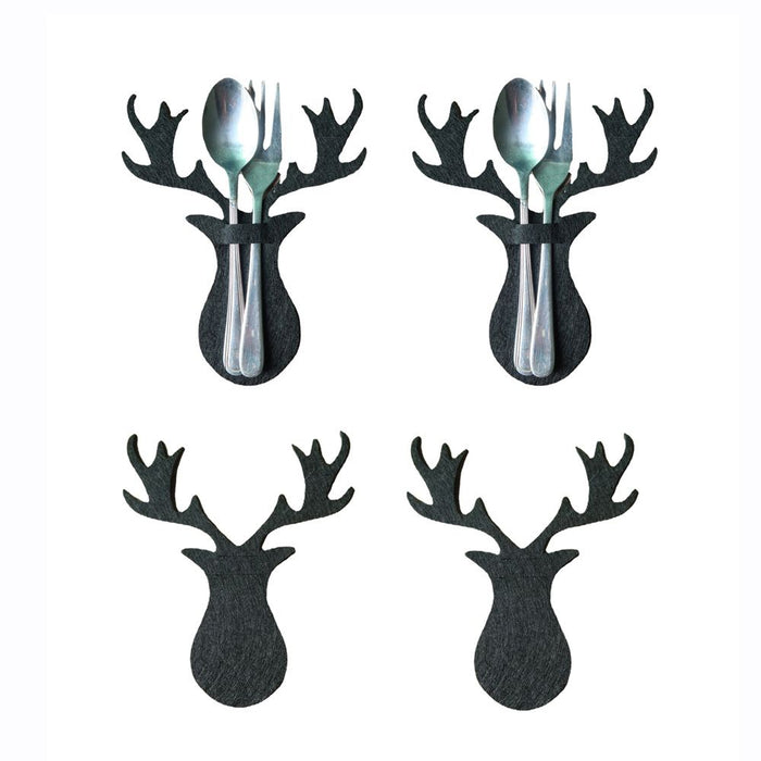 4PCS Christmas Knife and Fork Holder Elk Xmas Tree Pocket Cutlery Bag Non-woven fabric Tableware Organizer Table Decor Tools