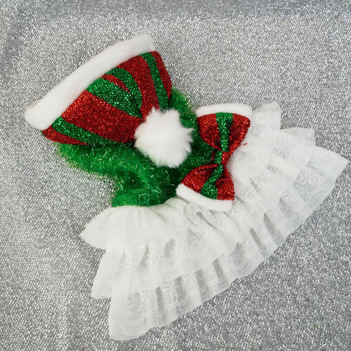 Christmas Cross border Pet Dog Clothes Christmas Atmosphere Hooded Cake Skirt