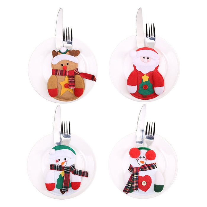 Christmas Tableware Sets Knife And Fork Sets Table Sets Decorative Santa Snowman Christmas Decoration Supplies