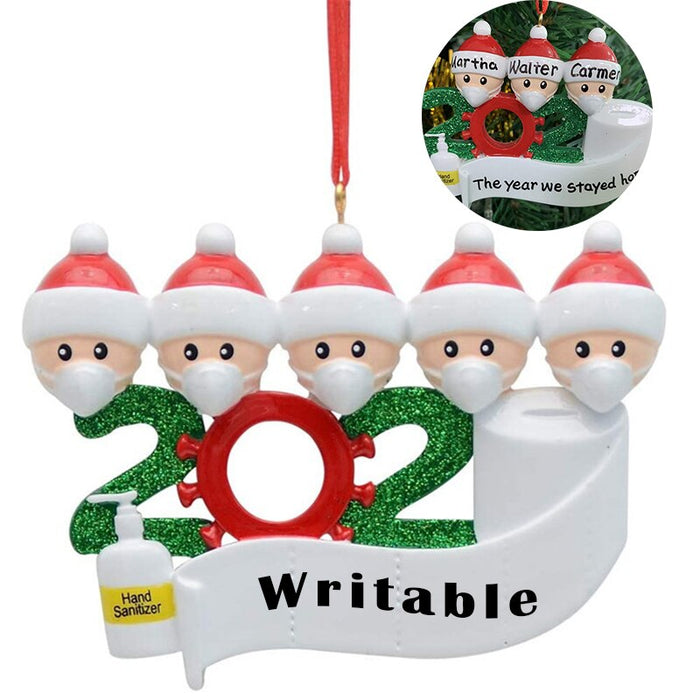 Quarantine Christmas Decoration Gift Personalized Hanging Ornament Pandemic -Social Party Distancing Santa Claus with Mask