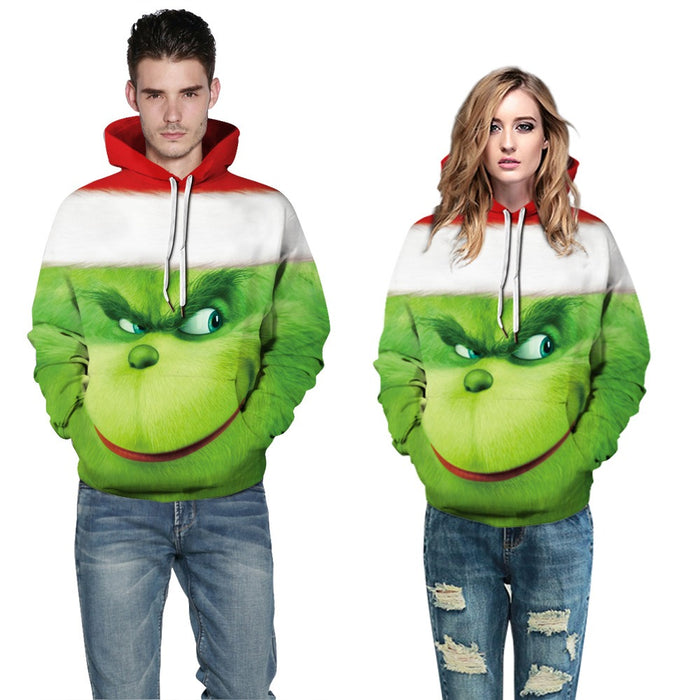 Christmas Geek Digital Printing Couple Long Sleeve Hooded Sweater