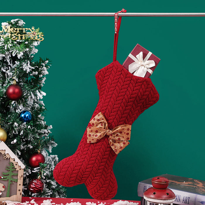 Christmas Decorations Knitting Wool Hanging Gift Bag Christmas Stockings Pendant Large Gift Bag