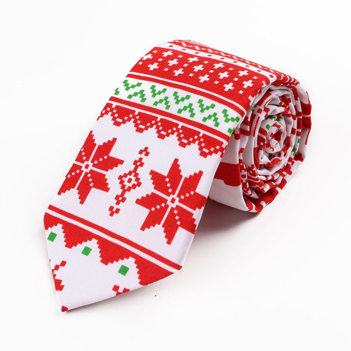 Nordic Style Cartoon Pattern Polyester Silk Print Christmas Tie