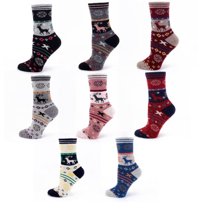 Outdoor Sport Socks Christmas Woolen Socks Winter Warm Cartoon Crew Socks Soft Cute Elk Slipper Socks