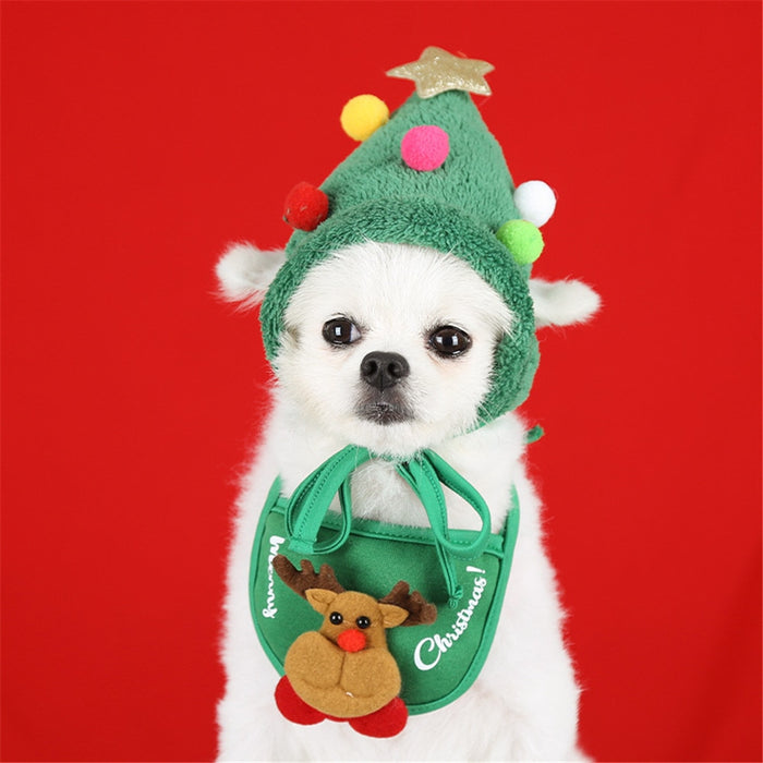 Dog Christmas Bandana Santa Hat Dog Scarf