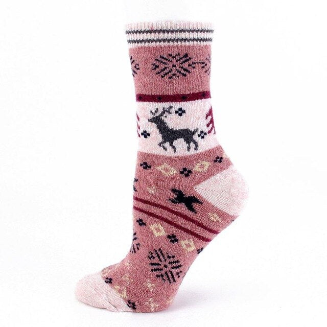 Outdoor Sport Socks Christmas Woolen Socks Winter Warm Cartoon Crew Socks Soft Cute Elk Slipper Socks