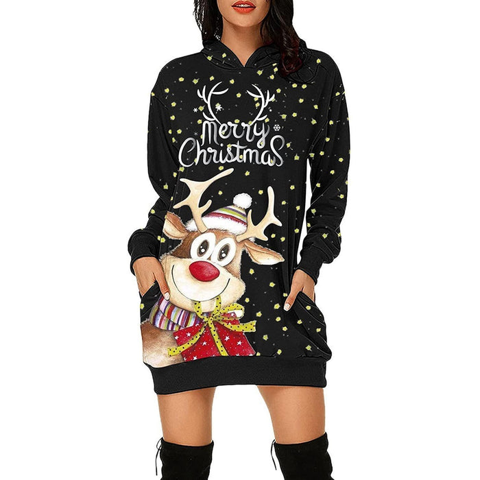 New Winter Women's Christmas Hoodie Skirt