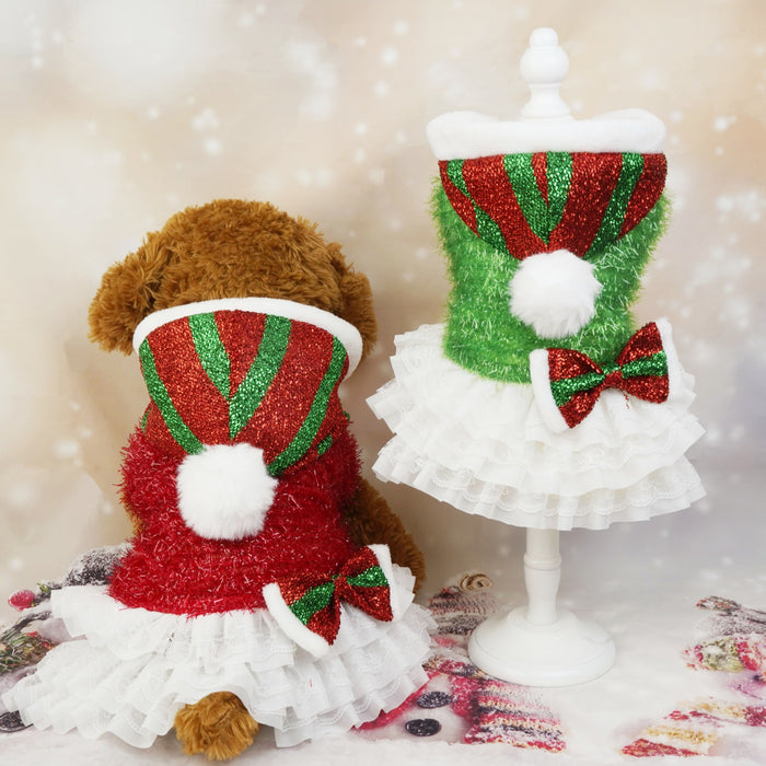 Christmas Cross border Pet Dog Clothes Christmas Atmosphere Hooded Cake Skirt