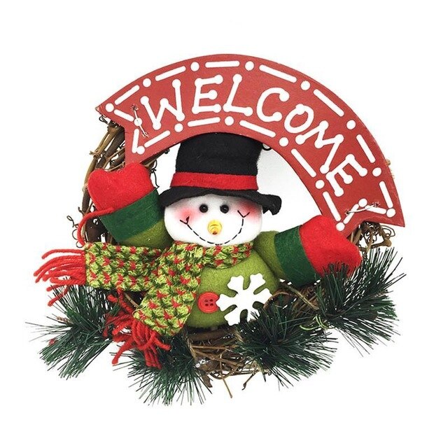 Christmas Wreath Santa Snowman Artificial Garland