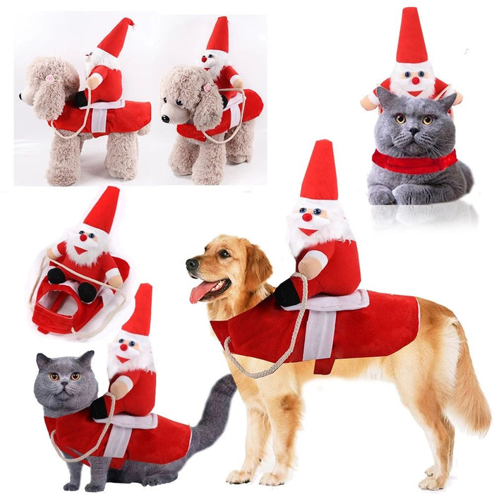 Designer Large And Medium Santa Dog Christmas Costum