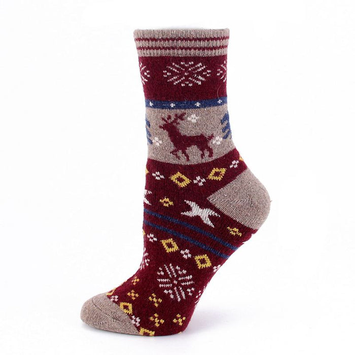 Outdoor Sport Socks Christmas Woolen Socks Winter Warm Cartoon Crew Socks Soft Cute Elk Slipper Socks