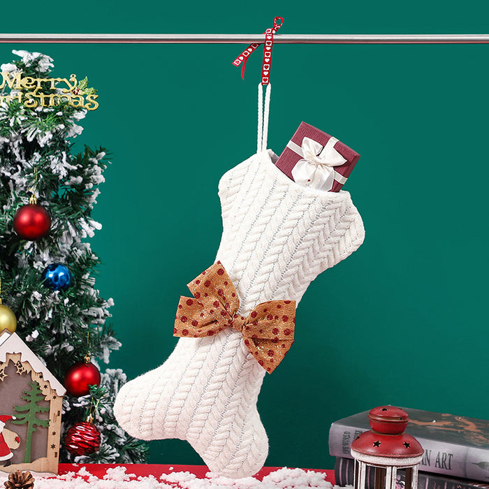 Christmas Decorations Knitting Wool Hanging Gift Bag Christmas Stockings Pendant Large Gift Bag