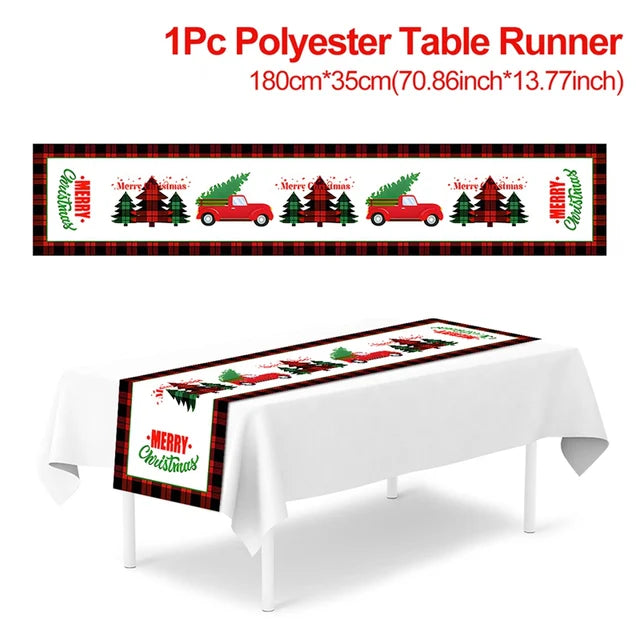 Christmas Table Runner Polyester Xmas Table Flag Cover