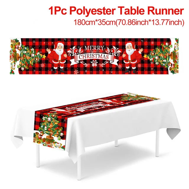 Christmas Table Runner Polyester Xmas Table Flag Cover