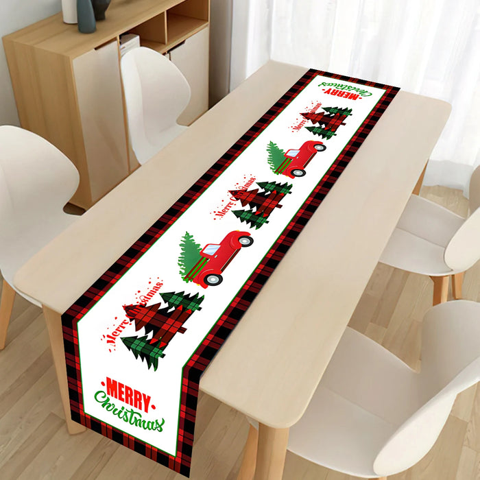 Christmas Table Runner Polyester Xmas Table Flag Cover