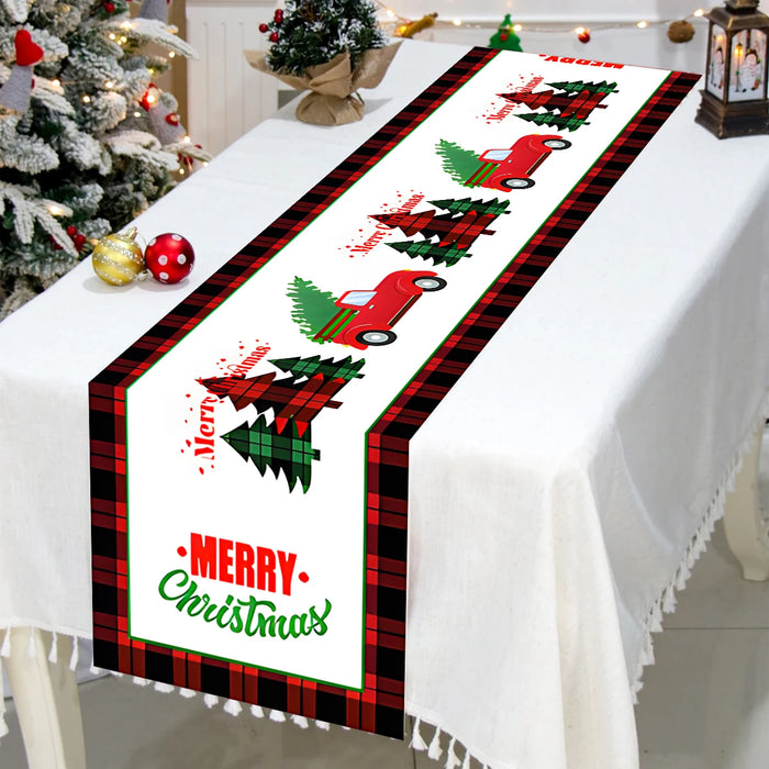 Christmas Table Runner Polyester Xmas Table Flag Cover