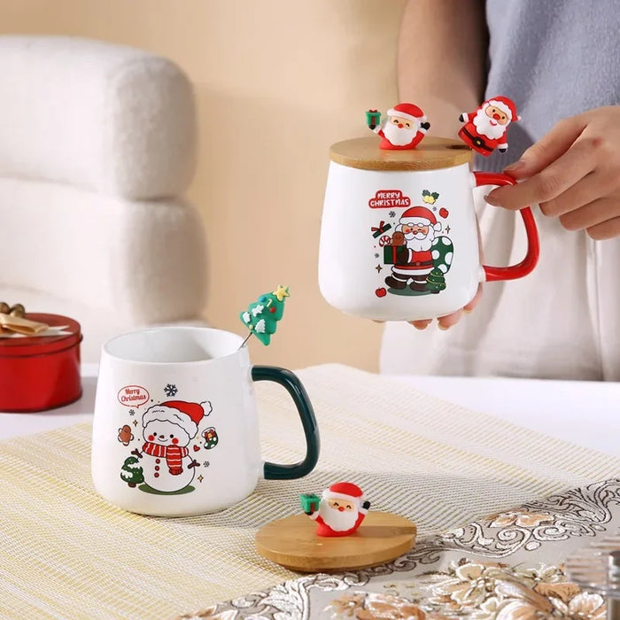 Christmas gift Ceramic mug mug with lid with spoon set