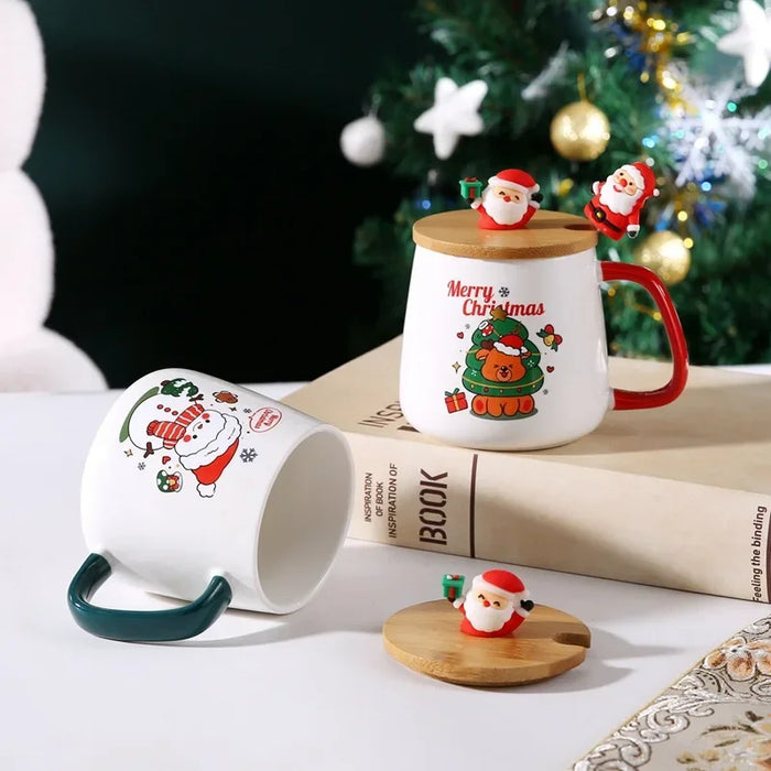 Christmas gift Ceramic mug mug with lid with spoon set