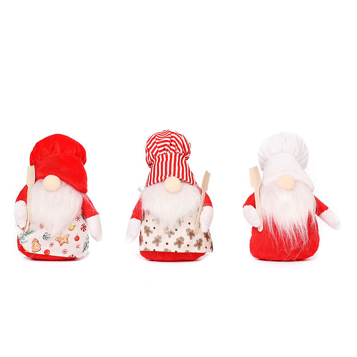 Christmas decorations new little chef Rudolph faceless doll cute plush dwarf doll ornaments