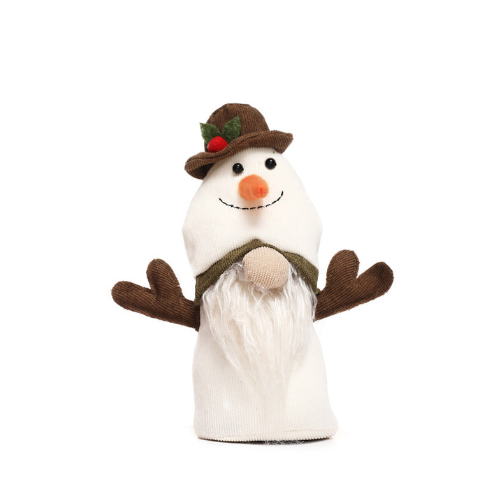 New Christmas decorations double-headed Rudolph doll snowman doll small ornaments window dress up