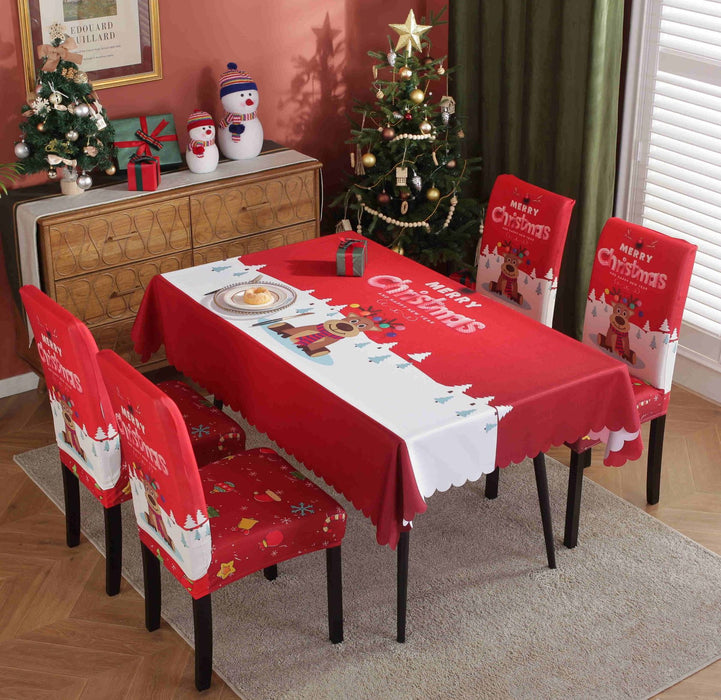 Christmas Chair Cover Digital Printed Tablecloth Chair Cover Waterproof And Oil Proof Christmas Tablecloth Christmas Chair Cover