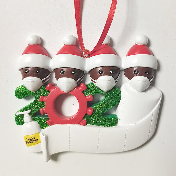 Quarantine Christmas Decoration Gift Personalized Hanging Ornament Pandemic -Social Party Distancing Santa Claus with Mask