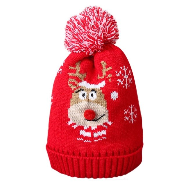 Christmas Cartoon Animal Knitted Hat Children Thick Warm Winter Hats Slouchy Sport Snow Caps For Christmas Gift