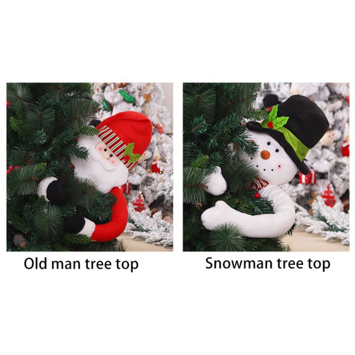 Christmas Tree Toppers Santa Snowman Hugger With Hat