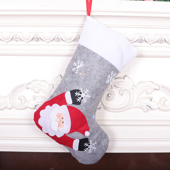 Christmas Socks Gift Bag Grey Christmas Decorative Candy Bag