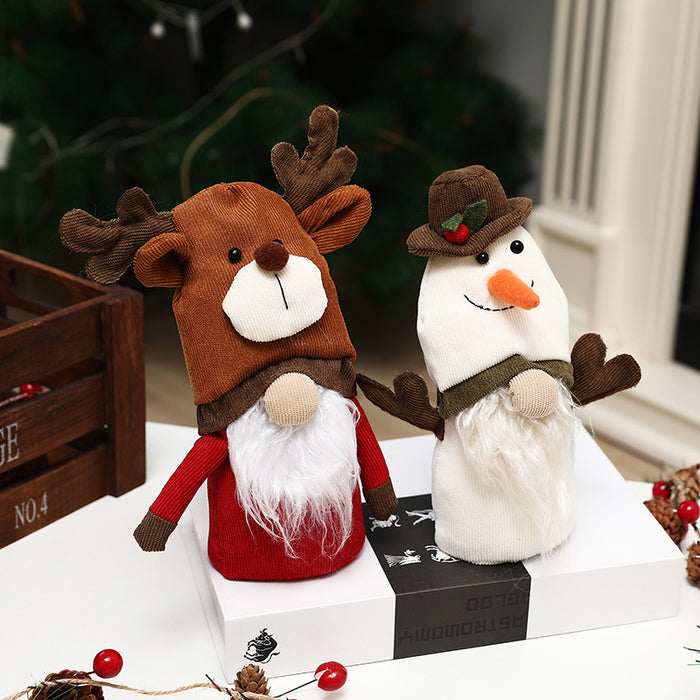 New Christmas decorations double-headed Rudolph doll snowman doll small ornaments window dress up