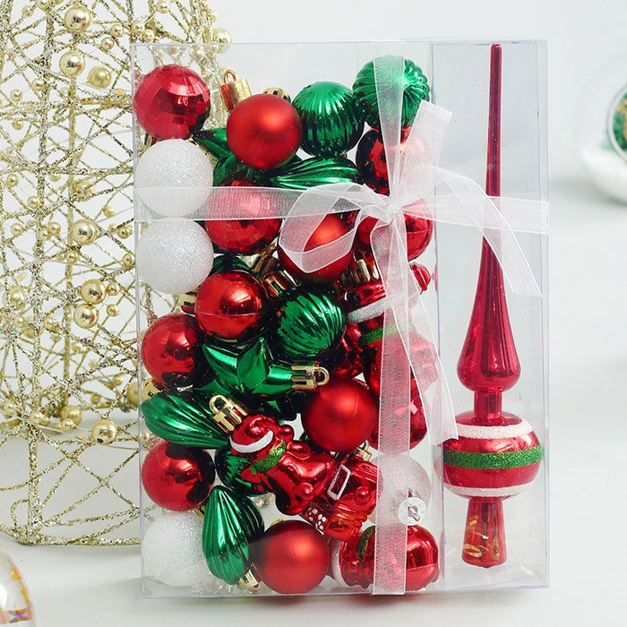 Christmas ornaments 34PCS painted Christmas ball set gift bag mini Christmas tree pendant