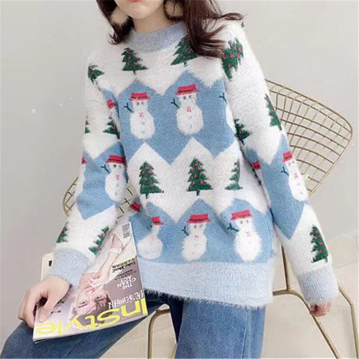 Christmas Sweater Women Casual Pullover Oversized Knitted Sweater Winter Jumper Autumn Knitwear