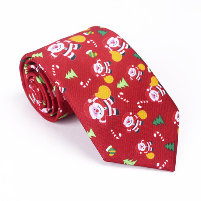 Christmas Tie Polyester Printed Santa Claus Christmas Tree