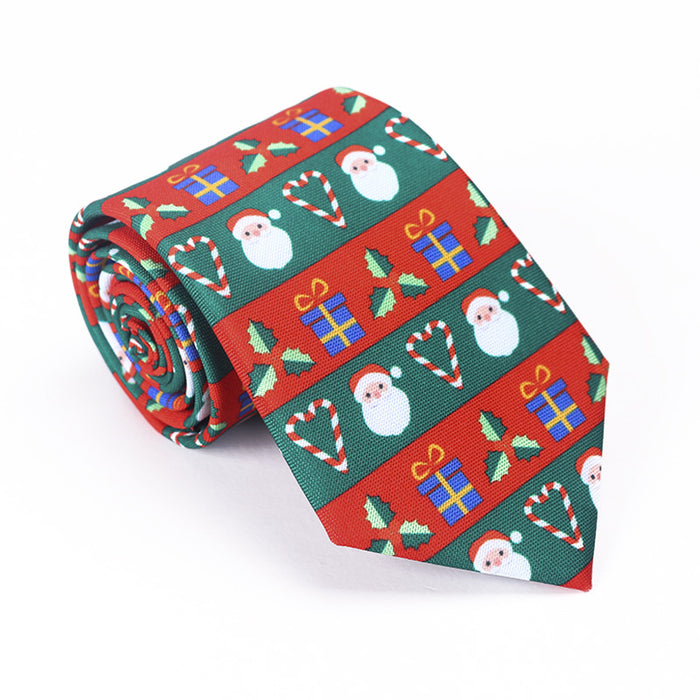 Christmas Tie Polyester Printed Santa Claus Christmas Tree