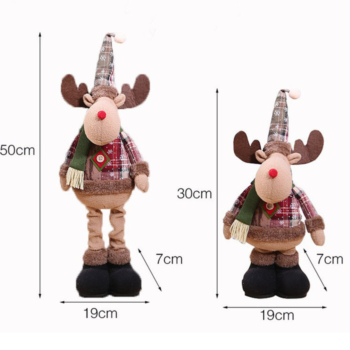 Christmas retro small snowflake plaid retractable doll decoration ornaments