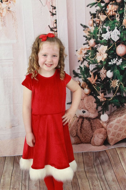 Christmas Red Dress Santa Velvet Family Matching Clothes Happy New Year Party Vestidos WDC1669