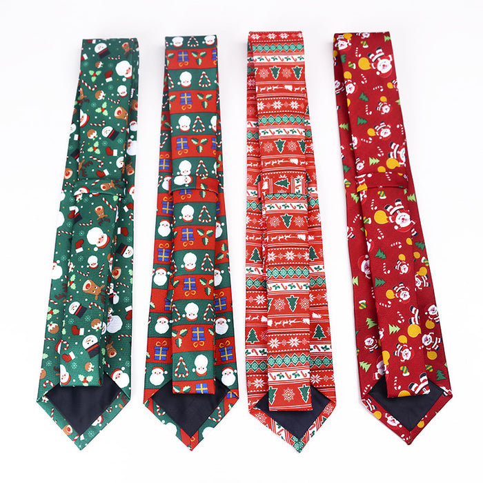 Christmas Tie Polyester Printed Santa Claus Christmas Tree