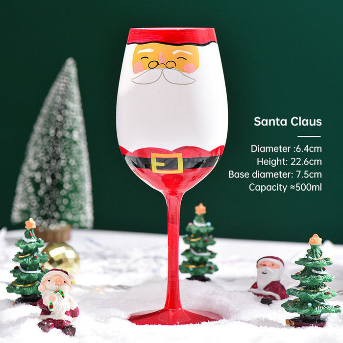 Creative Christmas Tree Glass Red Wine Glass Snowman Goblet Hand Painted Glass Christmas Decoration Red Wine Glass