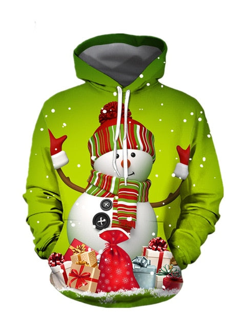 Unisex Christmas Ugly Cat Funny Snowman Christmas sweater Pockets  Funny Christmas Party