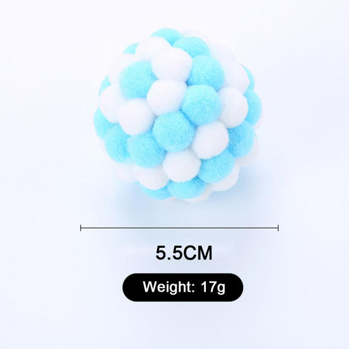 1 PC Pet Supplies Cat Self-excited Ball Funny Cat Ball Plush Bell Ball Multicolor Stitching Christmas Color Cat Throwing Toys