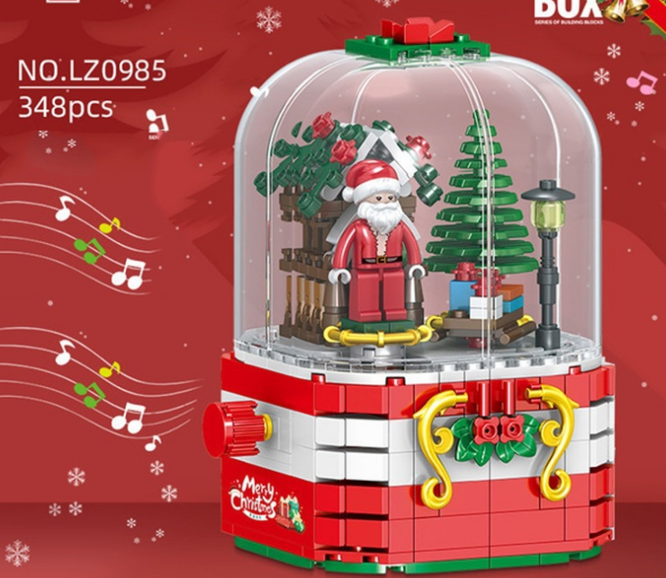 Christmas Building Music Box Christmas Tree Rotating Light