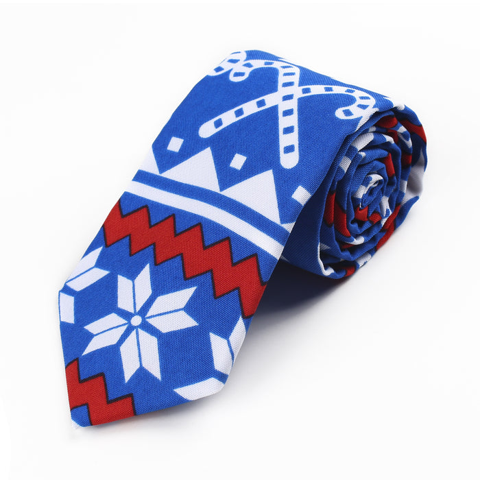 Nordic Style Cartoon Pattern Polyester Silk Print Christmas Tie