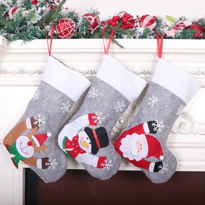 Christmas Socks Gift Bag Grey Christmas Decorative Candy Bag