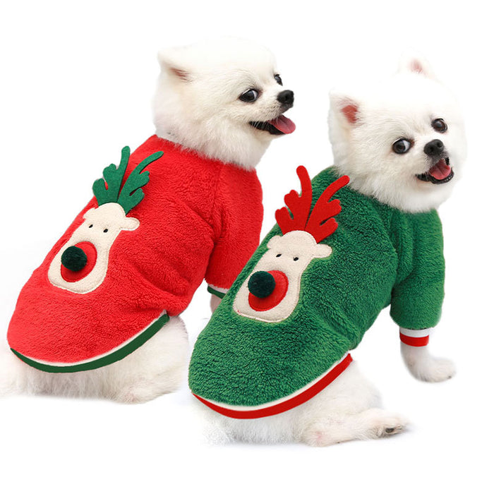 Pet Christmas Clothes Coral Down Dog Sweater